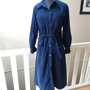 vintage navy cotton corduroy chore dress